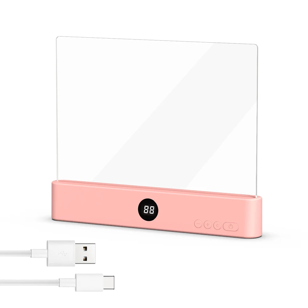 Flache LED-Leselampe für die Nacht für Bett, Reise und Lesen – Leuchtplatte zum Auflegen, Timer bis 99 Minuten, Weiß, Schwarz oder Rosa