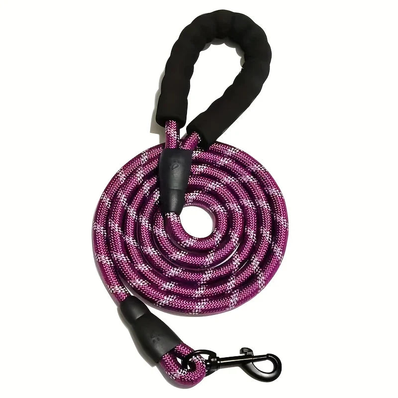 Reflektierende Hundeleine aus Nylon mit gepolstertem Griff für Spaziergänge und Training – 150 cm, Ø 1,2 cm, Doppelseil, wasserabweisend, 7 Farben