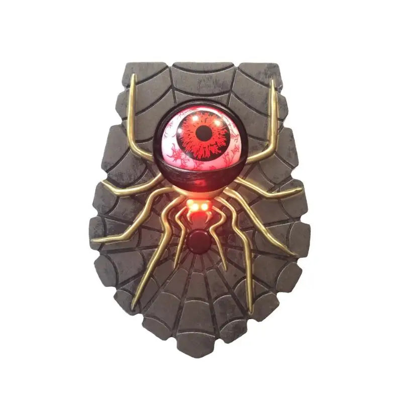 Spinnen-Türklingel mit leuchtendem Augapfel als Halloween-Deko für Haustür und Eingang – 17 × 12,5 cm, Licht und Sound, Klebemontage