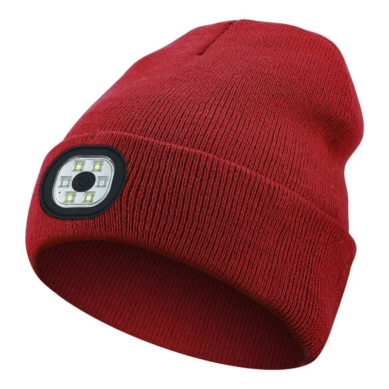 Beanie-Mütze mit LED-Licht, wiederaufladbar, für Joggen, Gassigehen und Camping – Stirnlampe in der Mütze, in 8 Farben