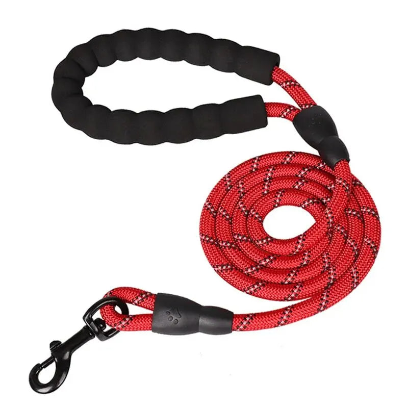 Reflektierende Hundeleine aus Nylon mit gepolstertem Griff für Spaziergänge und Training – 150 cm, Ø 1,2 cm, Doppelseil, wasserabweisend, 7 Farben