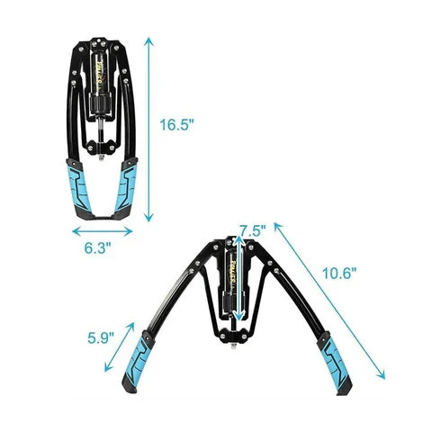 Hydraulischer Brust- und Armtrainer mit einstellbarem Widerstand für das Krafttraining zu Hause – Drehring, Metallrahmen, Schwarz-Blau, ohne Strom