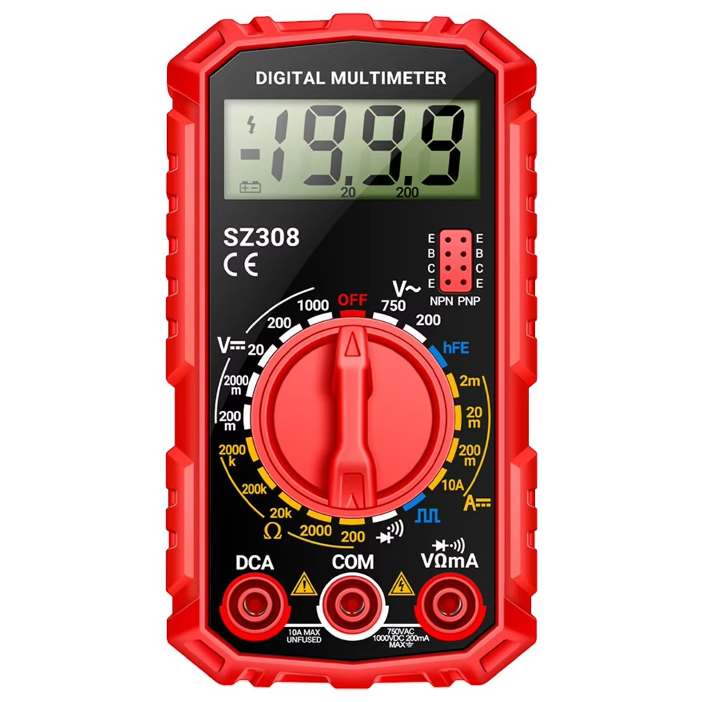 Digitales Multimeter-Set für Elektroarbeiten und Heimwerken – bis 750 V AC und 1000 V DC, 10 A, Durchgangsprüfer, 70-cm-Messleitungen, Schwarz, Rot