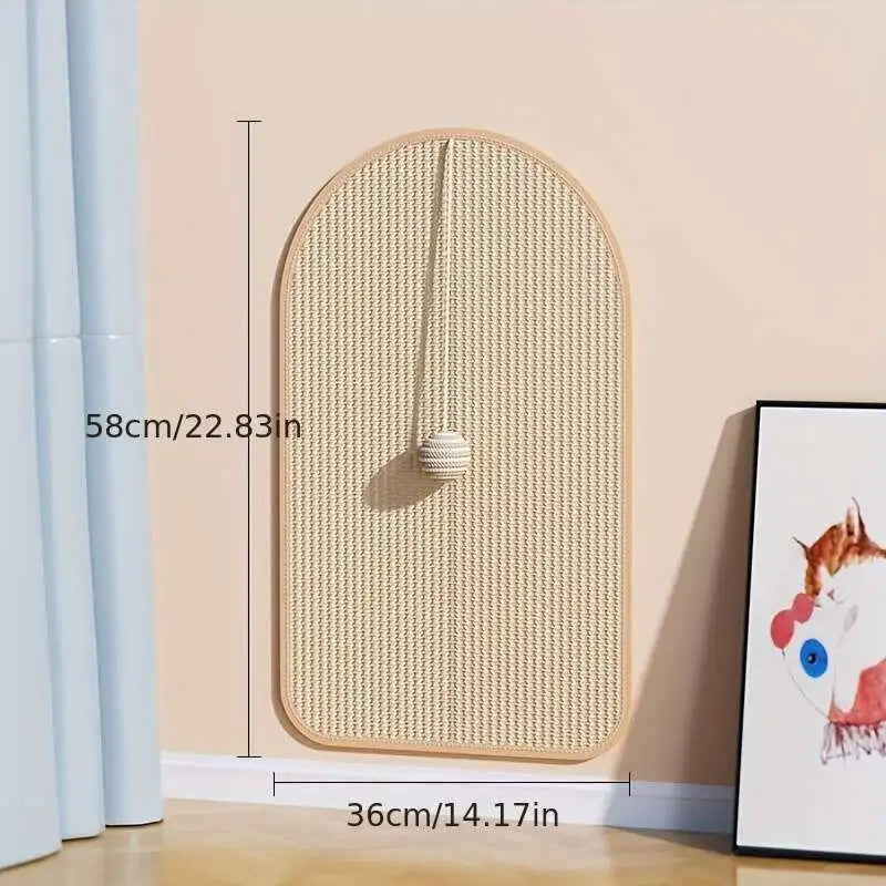 3-in-1-Katzenkratzbrett aus Sisal für die Wand für Wohnung und Flur – oval oder in Bogenform, 33 × 55 oder 36 × 58 cm, mit Spielball