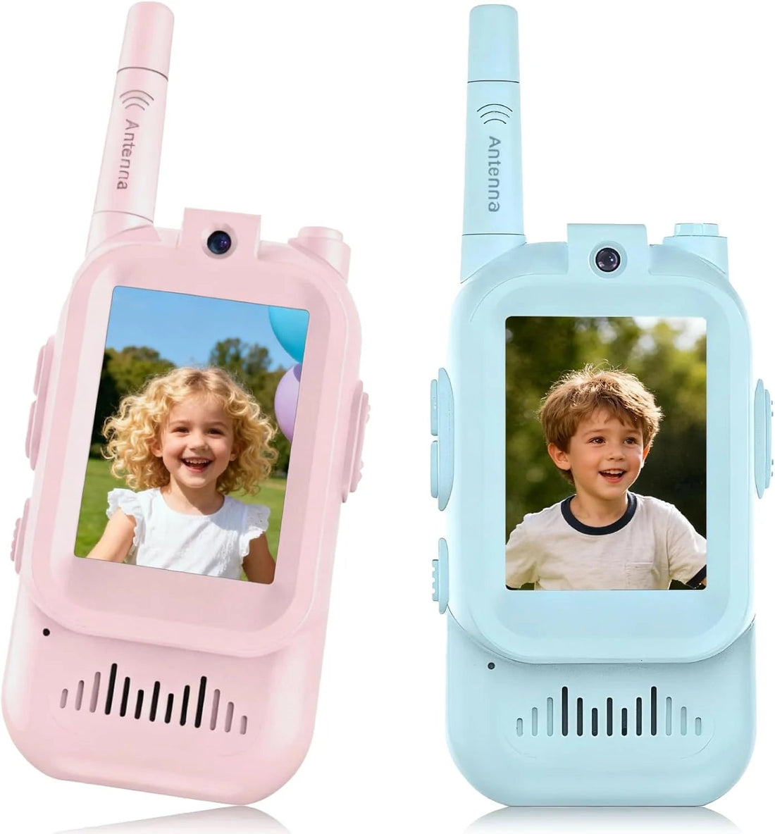 Video-Walkie-Talkies für Kinder im 2er-Pack für Garten, Baumhaus und Kinderzimmer – mit Videofunktion, Blau, Rosa oder gemischt