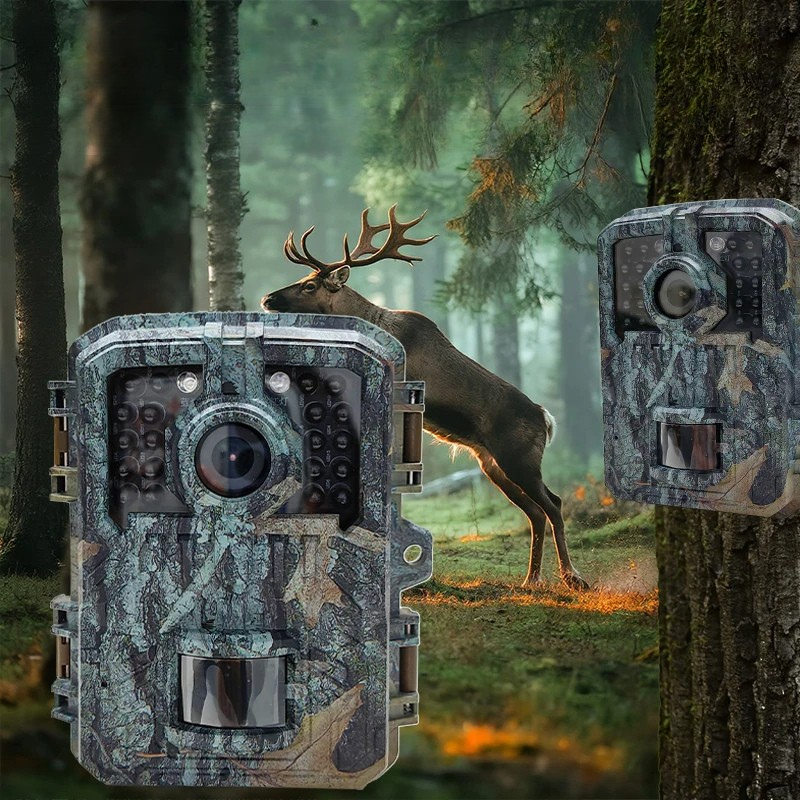 Mini-Wildkamera mit PIR-Bewegungsmelder und Display für Jagd, Hof und Pflanzenbeobachtung – 16 MP, 1080p, 120° Weitwinkel, 15 m, IP65