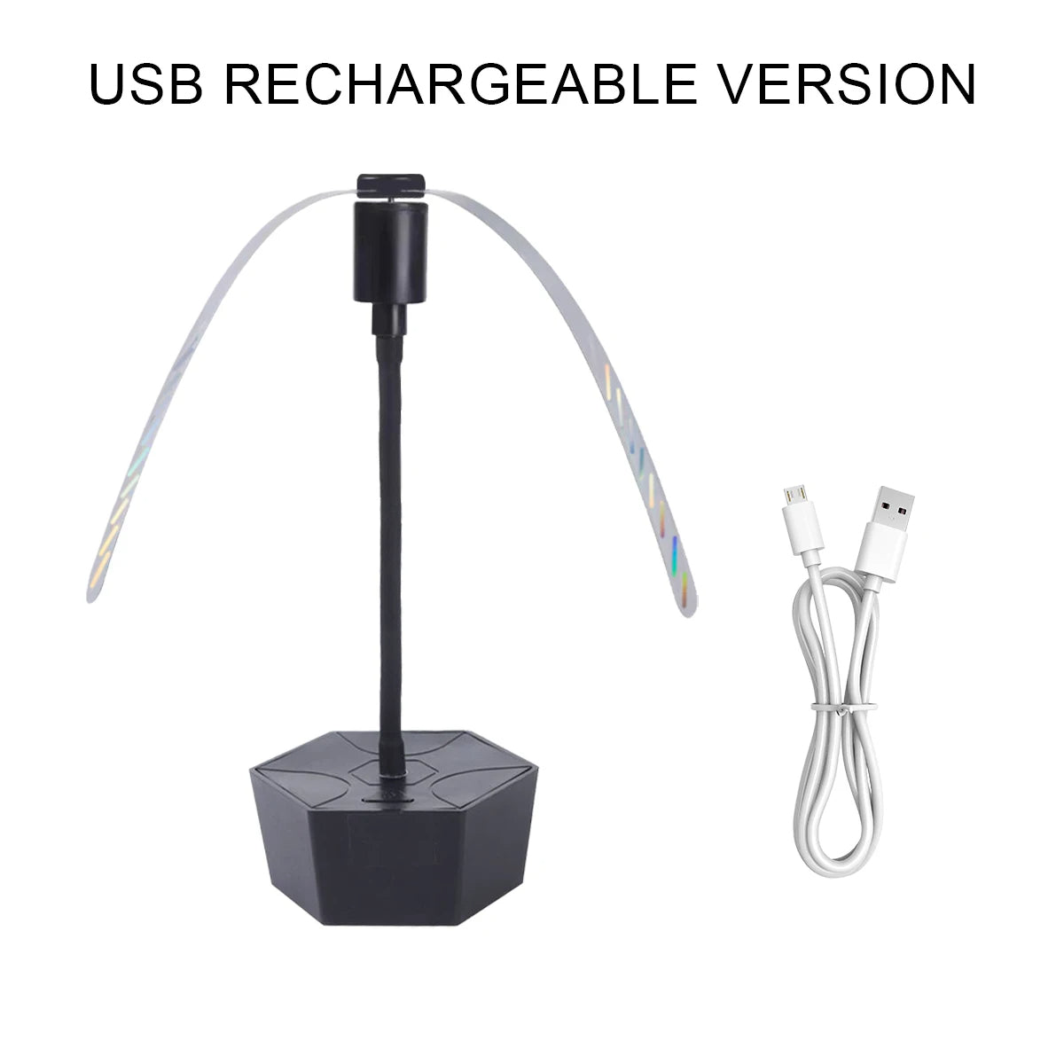 Fliegenabwehr-Ventilator mit rotierenden Flügeln für Tisch, Terrasse und Picknick – 26,5 × 11 cm, ohne Chemie, einklappbar, USB- oder Batteriebetrieb