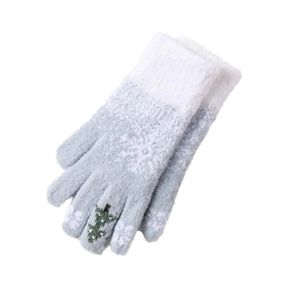 Weihnachtliche Strickhandschuhe mit offener Daumen- und Zeigefingerspitze für Winter und Advent – Tannenbaummotiv, Grün, Rot oder Weiß