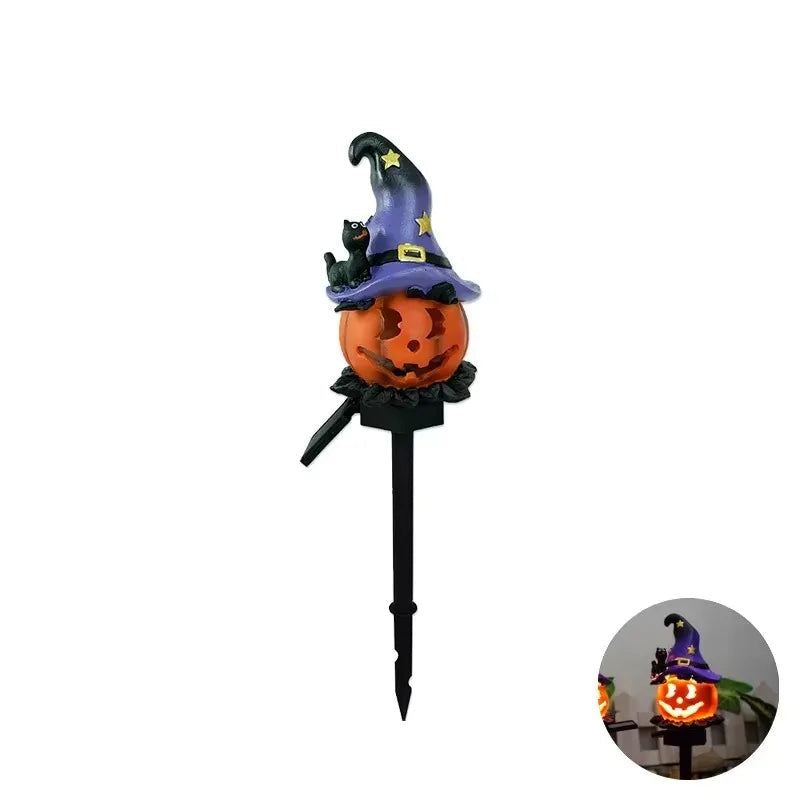 Solar-Gartenstecker als Kürbis oder Geist für Halloween-Deko in Garten und Einfahrt – 42 × 8,5 cm, IP44, 6 bis 8 h Leuchtdauer