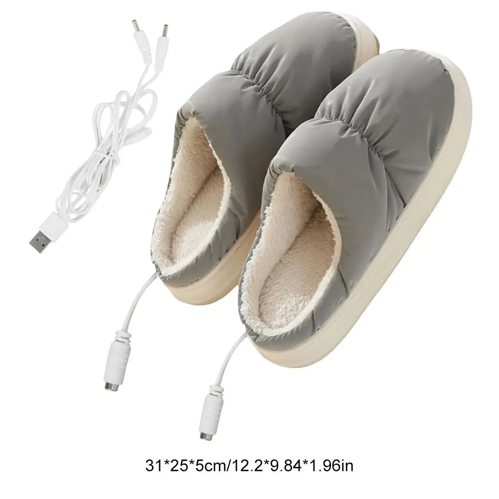 Beheizbare Hausschuhe mit gestepptem Obermaterial und Plüschfutter für Zuhause und Büro – USB-Heizung, Unisex, Einheitsgröße, 3 Farben